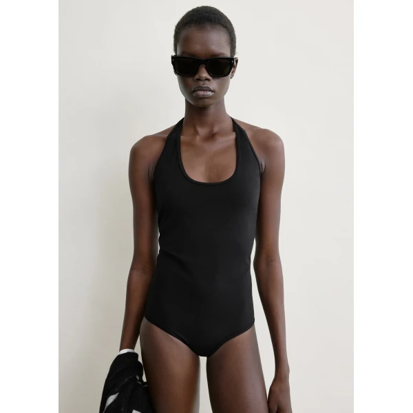 Totême Halter tie swimsuit in Black - Beachwear - Scandinavian Minimalist Luxury at Coveti