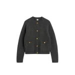 Totême Hammered button cardigan in Charcoal - Knitwear - Scandinavian Minimalist Luxury at Coveti
