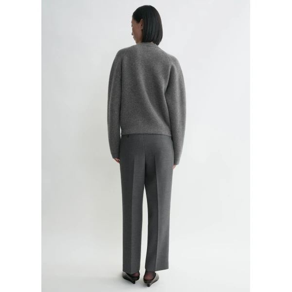 Totême Hammered button cardigan in Grey melange - Tops - Scandinavian Minimalist Luxury at Coveti