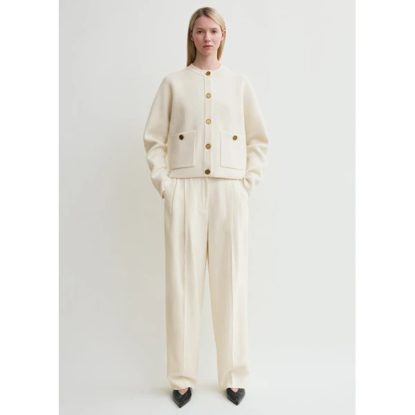 Totême Hammered button cardigan in Milk - Knitwear - Scandinavian Minimalist Luxury at Coveti