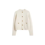 Totême Hammered button cardigan in Milk - Knitwear - Scandinavian Minimalist Luxury at Coveti