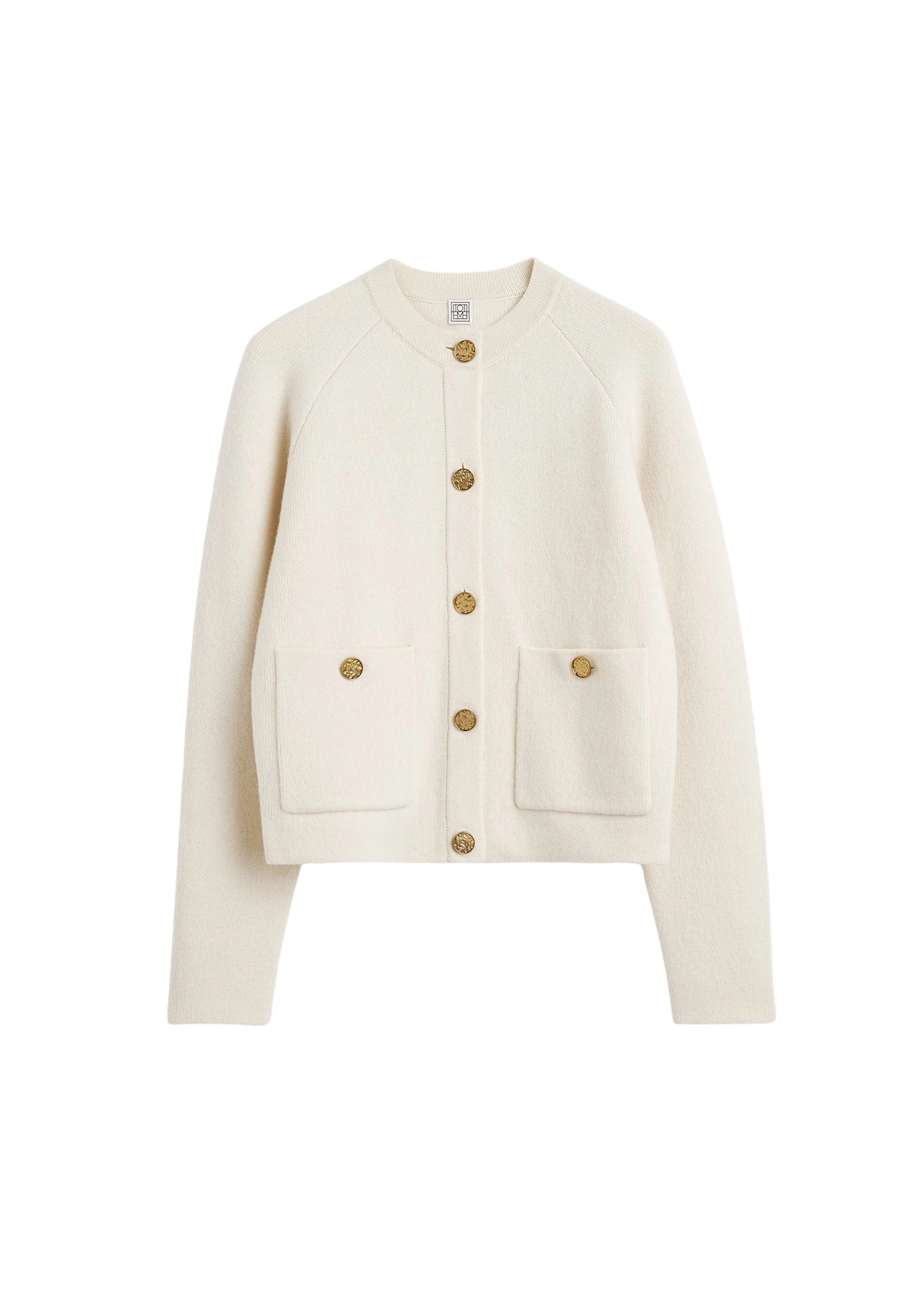 Toteme-Hammered-button-cardigan-in-Milk75808_nobg Totême Hammered button cardigan in Milk - Knitwear - Scandinavian Minimalist Luxury at Coveti