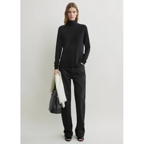 Totême High-neck jersey top in Black - Tops - Scandinavian Minimalist Luxury at Coveti