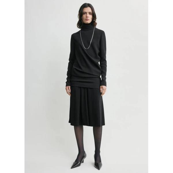 Totême High-neck twist blouse in Black - Tops - Scandinavian Minimalist Luxury at Coveti