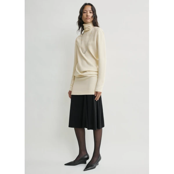 Totême High-neck twist blouse in Ecru - Tops - Scandinavian Minimalist Luxury at Coveti