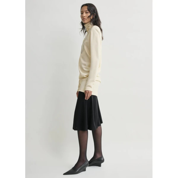 Totême High-neck twist blouse in Ecru - Tops - Scandinavian Minimalist Luxury at Coveti