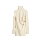 Totême High-neck twist blouse in Ecru - Tops - Scandinavian Minimalist Luxury at Coveti