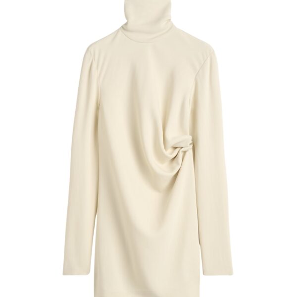 Totême High-neck twist blouse in Ecru - Tops - Scandinavian Minimalist Luxury at Coveti