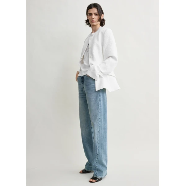 Totême Jacquard cotton jacket in Optic white - Jackets - Scandinavian Minimalist Luxury at Coveti