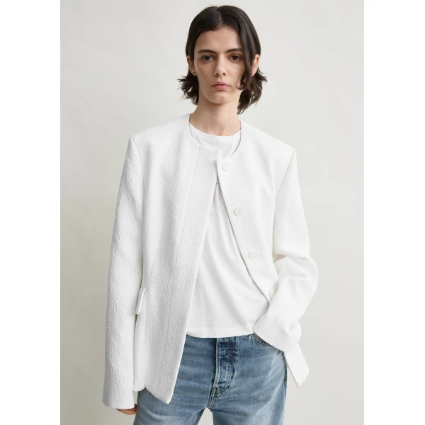 Totême Jacquard cotton jacket in Optic white - Jackets - Scandinavian Minimalist Luxury at Coveti
