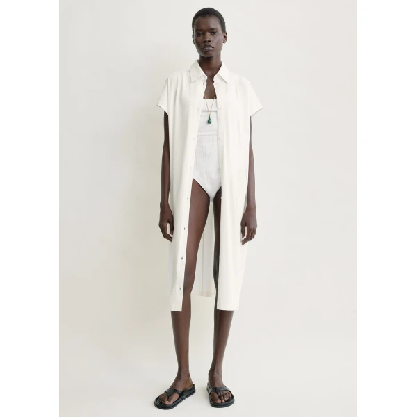 Totême Jersey shirtdress in Off-white - Dresses - Scandinavian Minimalist Luxury at Coveti