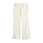 Totême Kick flare raw-edge trousers in Stone - Pants - Scandinavian Minimalist Luxury at Coveti
