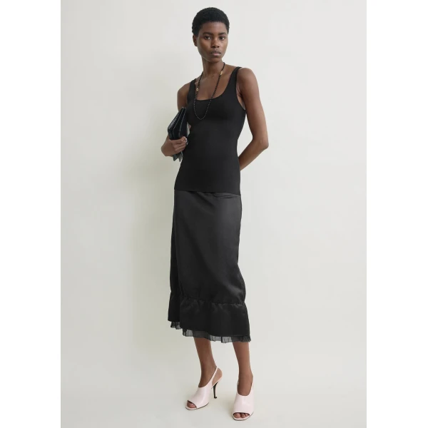 Totême Layered satin skirt in Black - Skirts - Scandinavian Minimalist Luxury at Coveti