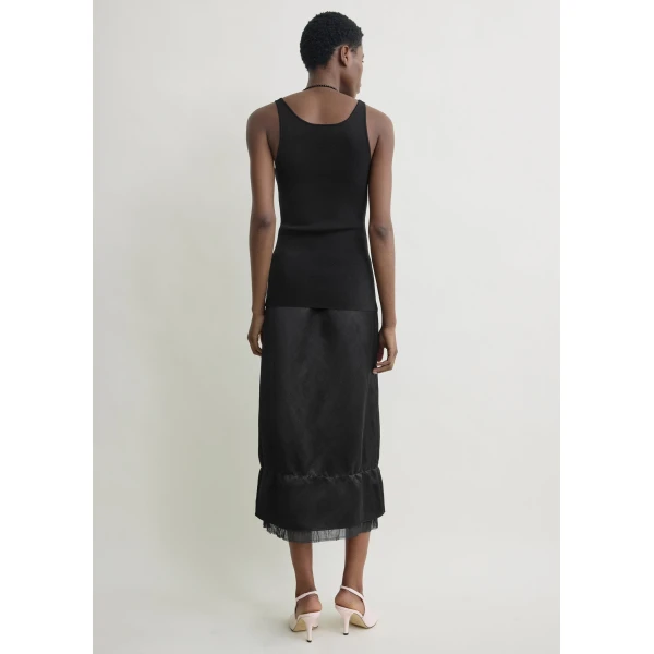 Totême Layered satin skirt in Black - Skirts - Scandinavian Minimalist Luxury at Coveti