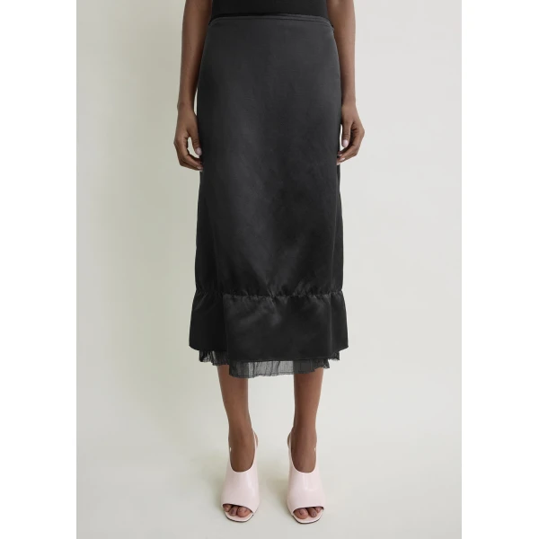 Totême Layered satin skirt in Black - Skirts - Scandinavian Minimalist Luxury at Coveti