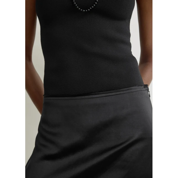 Totême Layered satin skirt in Black - Skirts - Scandinavian Minimalist Luxury at Coveti