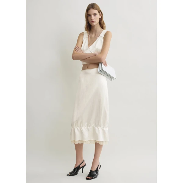 Totême Layered satin skirt in White - Skirts - Scandinavian Minimalist Luxury at Coveti