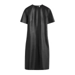Totême Leather tee dress in Black - Dresses - Scandinavian Minimalist Luxury at Coveti