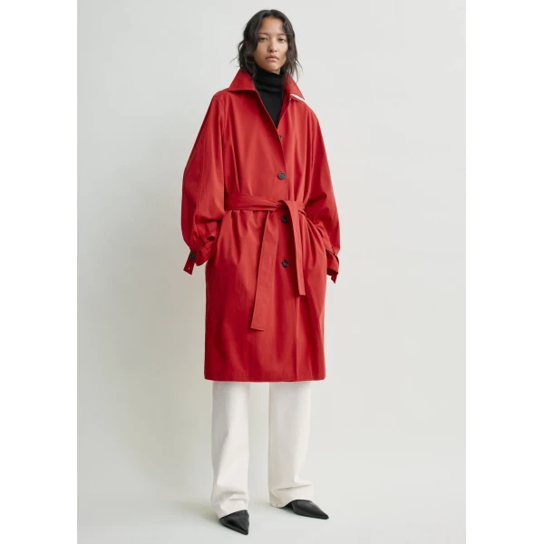 Totême Light spring trench in Poppy - Coats - Scandinavian Minimalist Luxury at Coveti