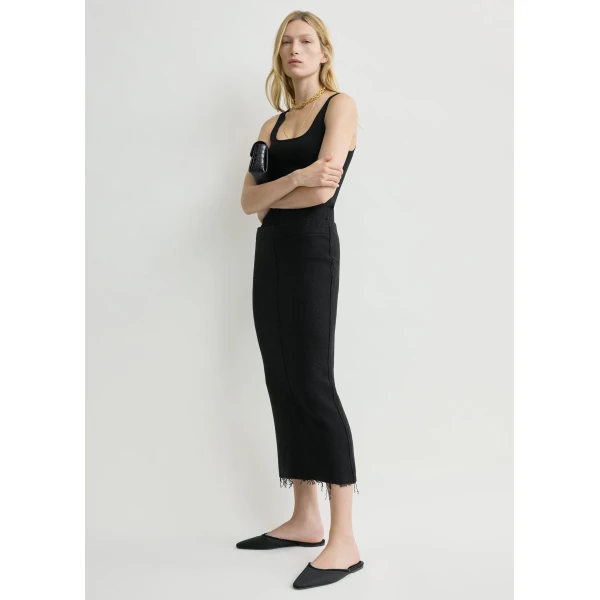 Totême Long fringed jersey skirt in Black - Skirts - Scandinavian Minimalist Luxury at Coveti