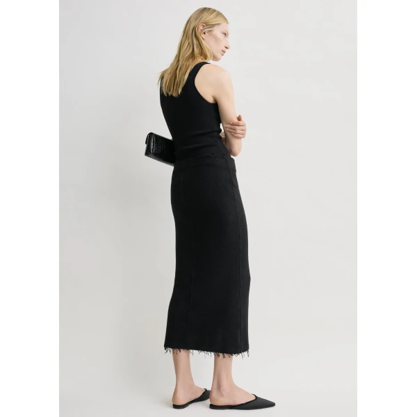 Totême Long fringed jersey skirt in Black - Skirts - Scandinavian Minimalist Luxury at Coveti