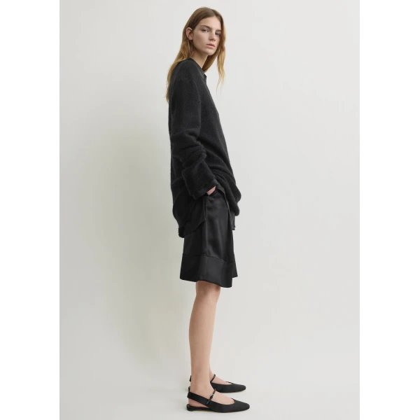 Totême Long open weave knit in Black - Knitwear - Scandinavian Minimalist Luxury at Coveti