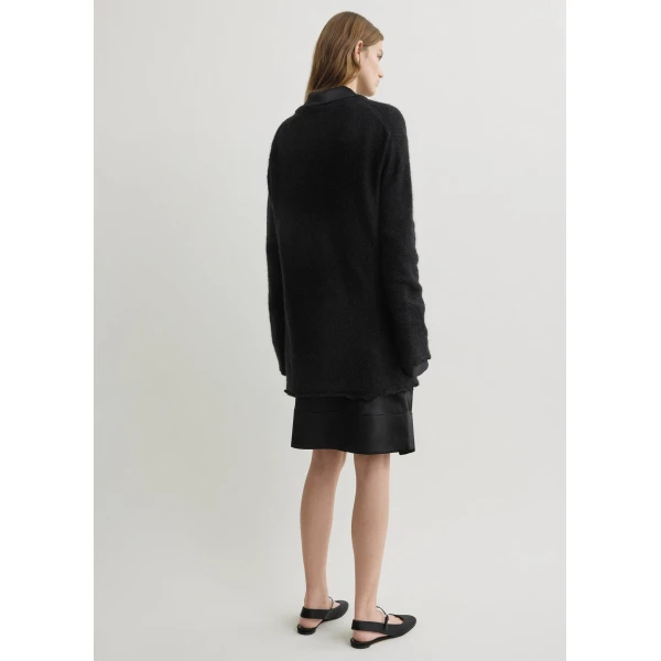 Totême Long open weave knit in Black - Knitwear - Scandinavian Minimalist Luxury at Coveti