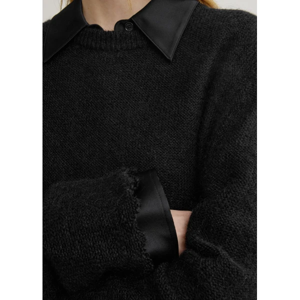 Totême Long open weave knit in Black - Knitwear - Scandinavian Minimalist Luxury at Coveti