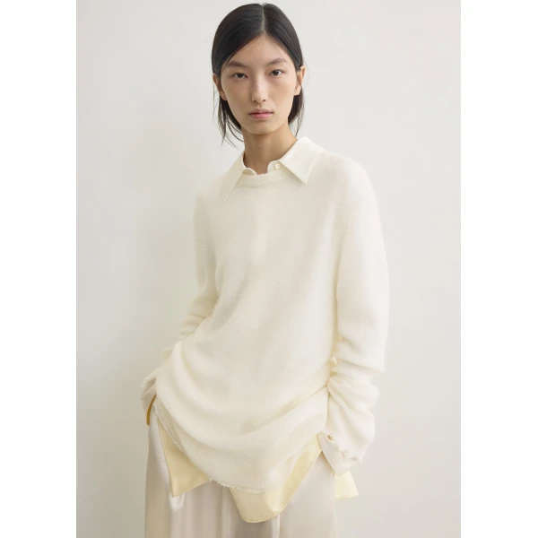 Totême Long open weave knit in Off-white - Knitwear - Scandinavian Minimalist Luxury at Coveti