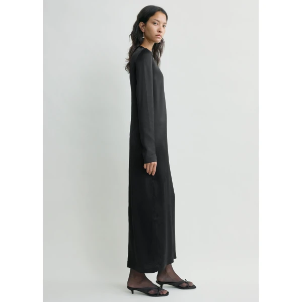 Totême Long satin dress in Black - Dresses - Scandinavian Minimalist Luxury at Coveti