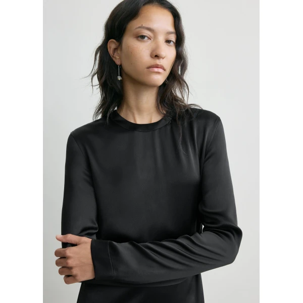 Totême Long satin dress in Black - Dresses - Scandinavian Minimalist Luxury at Coveti