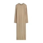 Totême Long satin dress in Latte - Dresses - Scandinavian Minimalist Luxury at Coveti