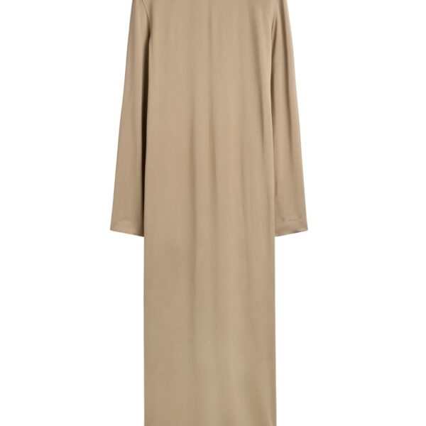 Totême Long satin dress in Latte - Dresses - Scandinavian Minimalist Luxury at Coveti