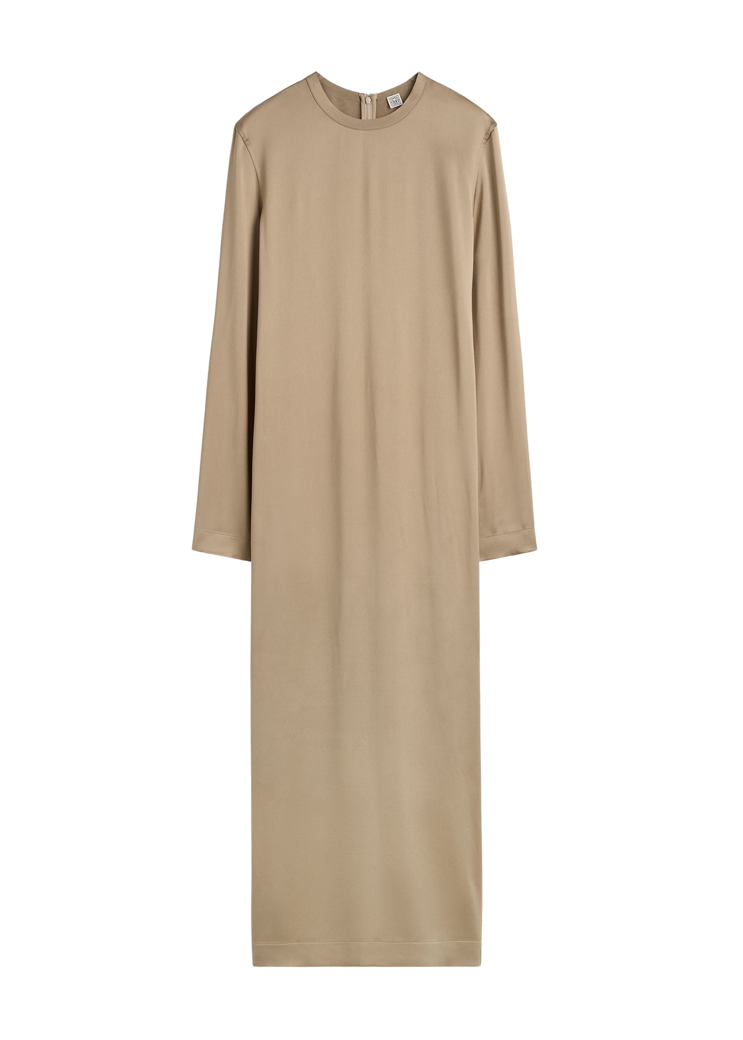 Totême Long satin dress in Latte - Dresses - Scandinavian Minimalist Luxury at Coveti