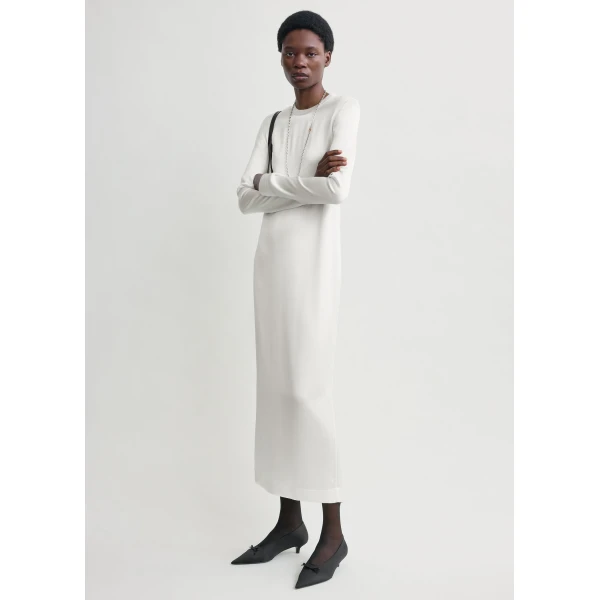 Totême Long satin dress in White - Dresses - Scandinavian Minimalist Luxury at Coveti