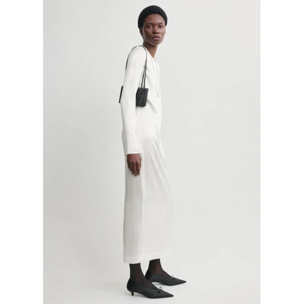 Totême Long satin dress in White - Dresses - Scandinavian Minimalist Luxury at Coveti