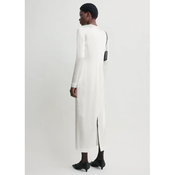 Totême Long satin dress in White - Dresses - Scandinavian Minimalist Luxury at Coveti