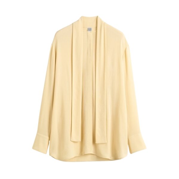 Totême Long scarf blouse in Champagne - Tops - Scandinavian Minimalist Luxury at Coveti