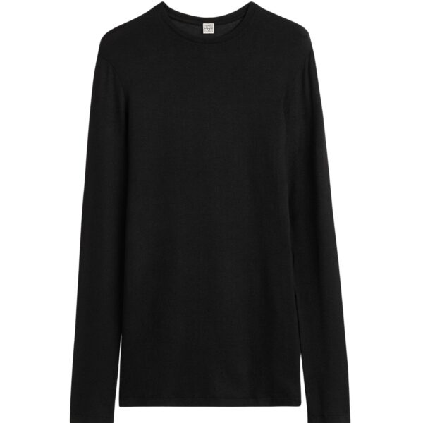 Totême Long-sleeve jersey top in Black - Tops - Scandinavian Minimalist Luxury at Coveti