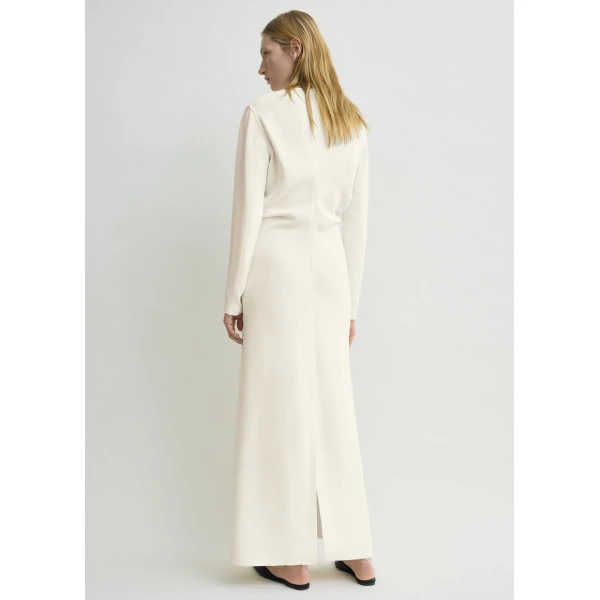 Totême Long-sleeve slouch waist dress in Macadamia - Dresses - Scandinavian Minimalist Luxury at Coveti