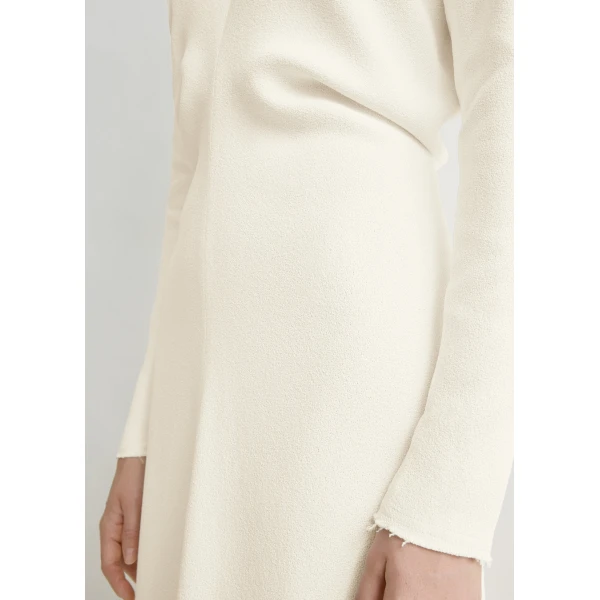 Totême Long-sleeve slouch waist dress in Macadamia - Dresses - Scandinavian Minimalist Luxury at Coveti