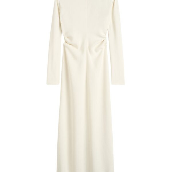 Totême Long-sleeve slouch waist dress in Macadamia - Dresses - Scandinavian Minimalist Luxury at Coveti