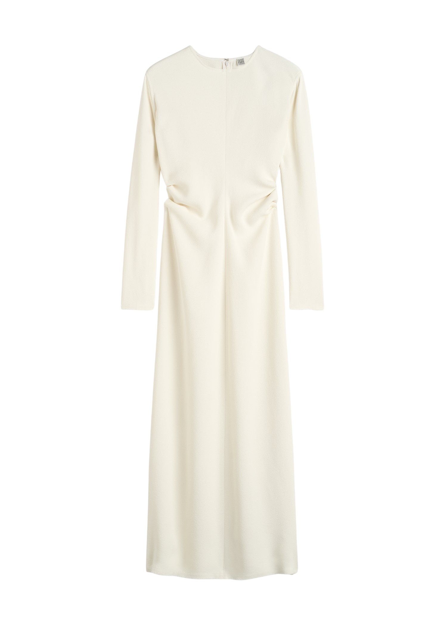 Totême Long-sleeve slouch waist dress in Macadamia - Dresses - Scandinavian Minimalist Luxury at Coveti