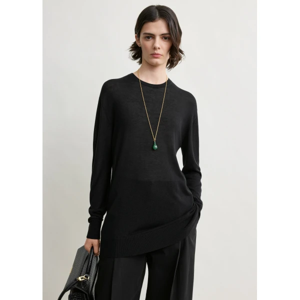 Totême Long-sleeve tee knit in Black - Knitwear - Scandinavian Minimalist Luxury at Coveti