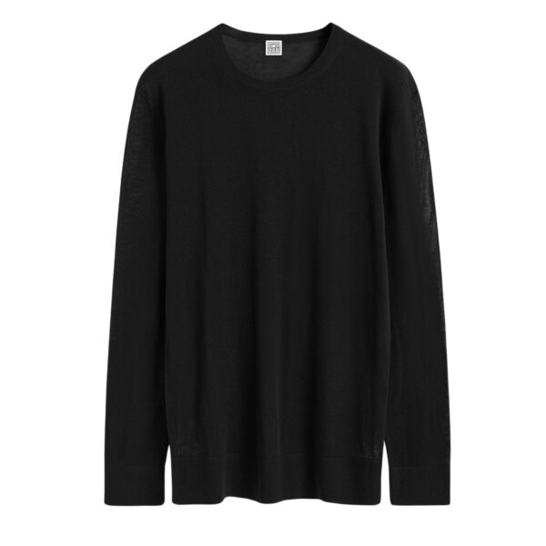 Totême Long-sleeve tee knit in Black - Knitwear - Scandinavian Minimalist Luxury at Coveti