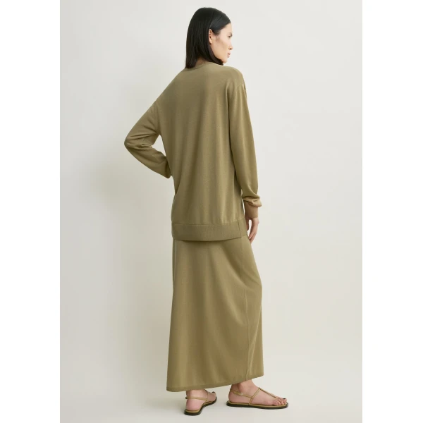Totême Long-sleeve tee knit in Desert - Knitwear - Scandinavian Minimalist Luxury at Coveti