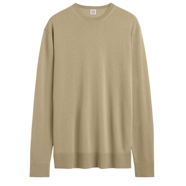 Totême Long-sleeve tee knit in Desert - Knitwear - Scandinavian Minimalist Luxury at Coveti