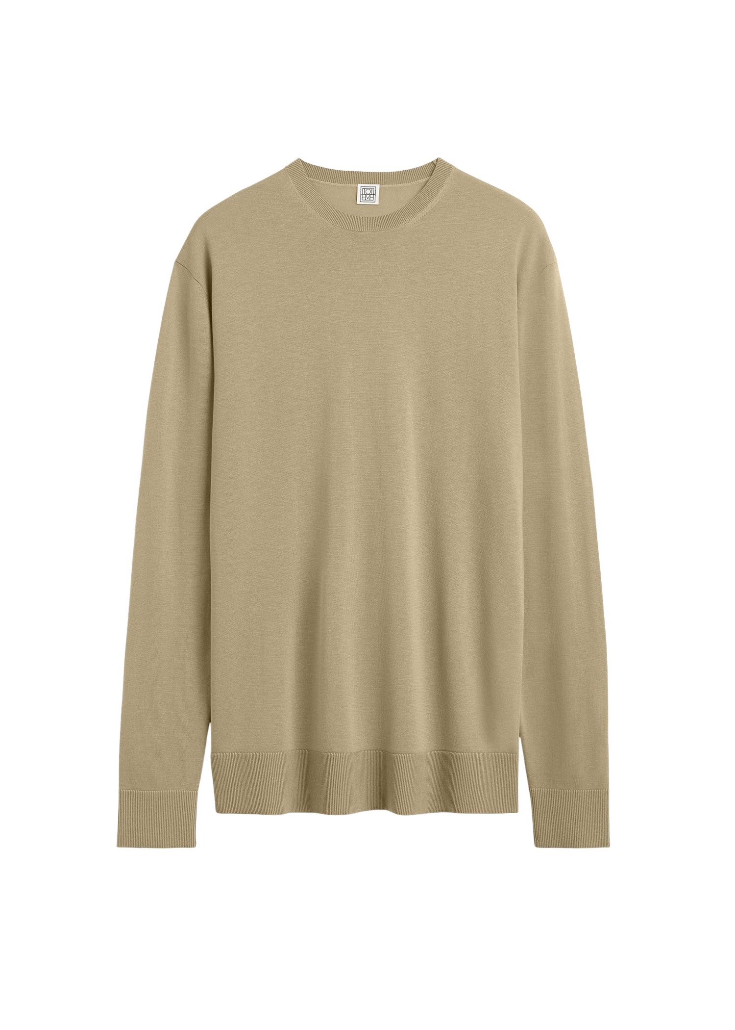 Totême Long-sleeve tee knit in Desert - Knitwear - Scandinavian Minimalist Luxury at Coveti