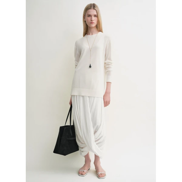 Totême Long-sleeve tee knit in White - Knitwear - Scandinavian Minimalist Luxury at Coveti