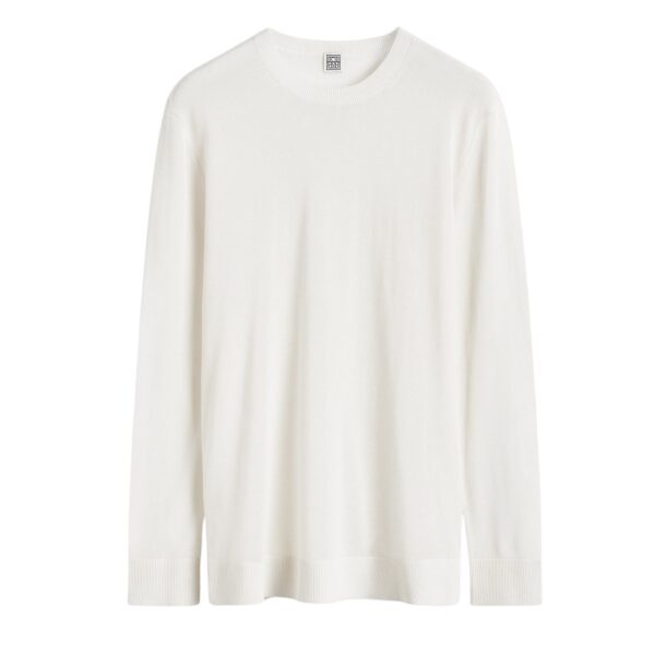 Totême Long-sleeve tee knit in White - Knitwear - Scandinavian Minimalist Luxury at Coveti